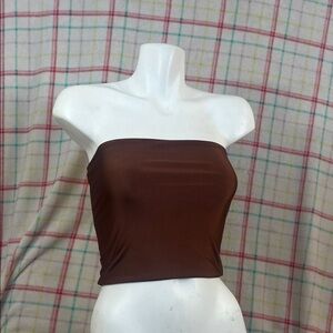 Chic Brown Strapless Crop Top